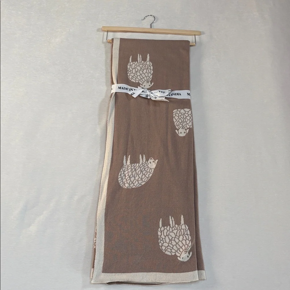 Double Knit Intarsia Sheep Throw/ Blanket - Reversible- 💯 cotton - Rare